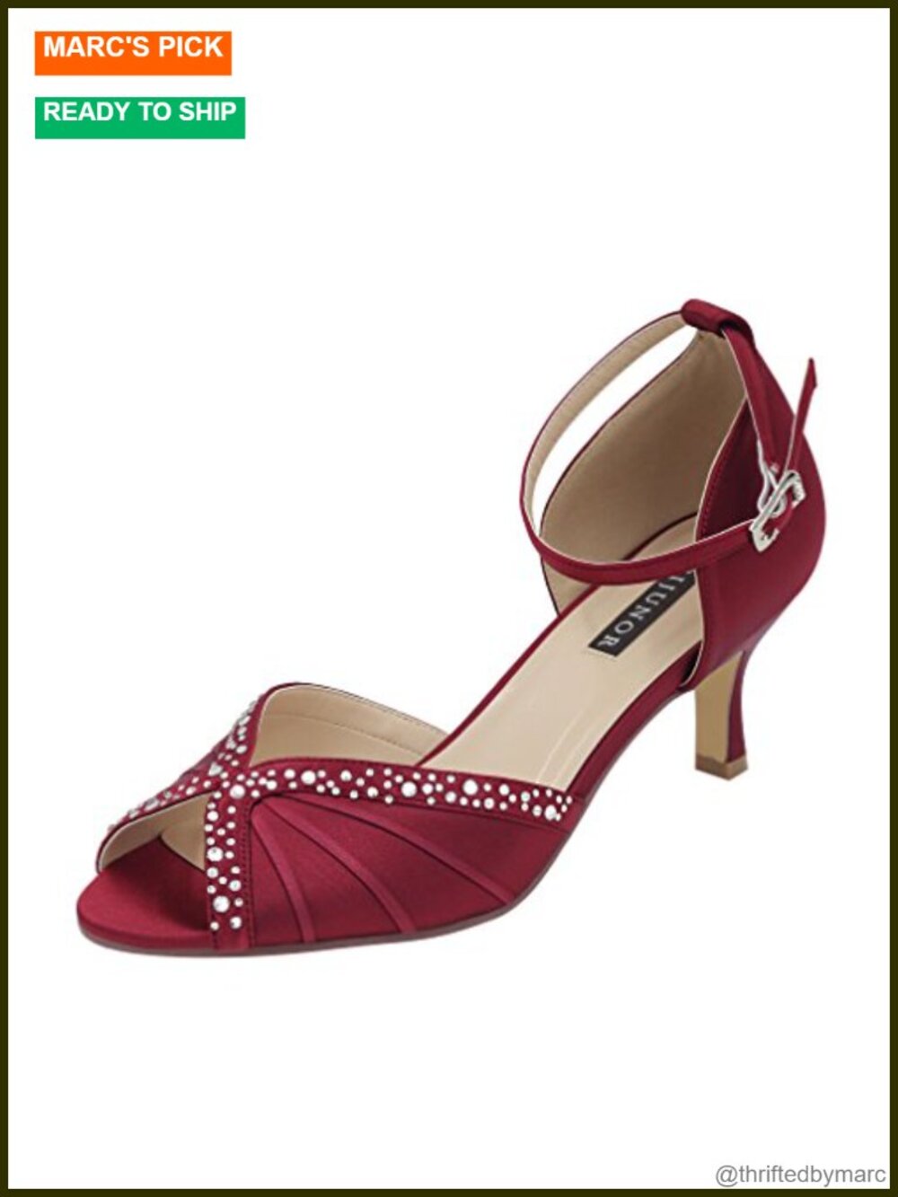 Womens Rhinestone Satin Open Toe Heeled Sandals Ankle Strap Low Heel Wedding